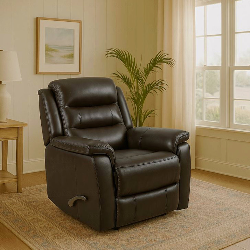 Leather Swivel With Recliner Function, Chocolate