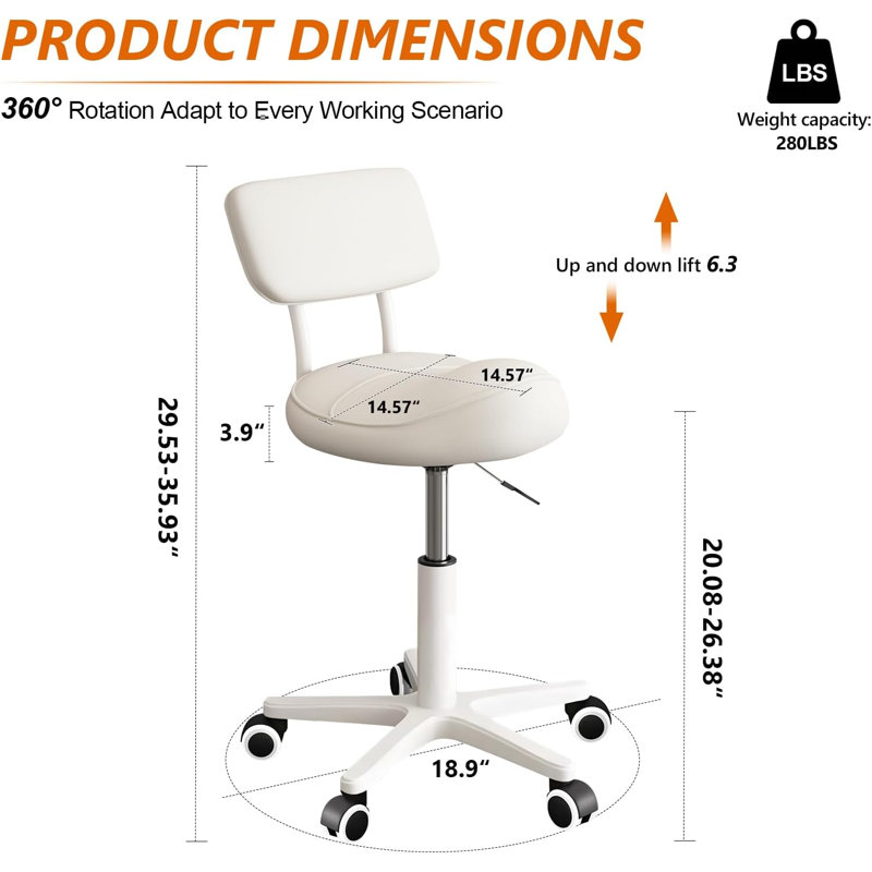 Tabouret à roulettes XUEGW, White