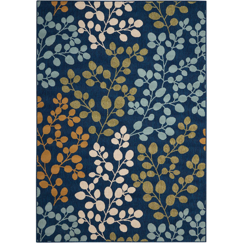 Tapis intérieur / extérieur bleu marine Caral, Rectangle 2 pi 6 po x 4 pi