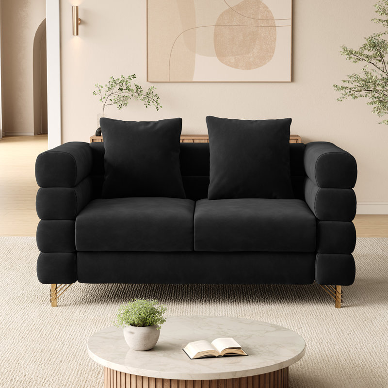  Causeuse en velours 58,8 po Modern, Velours noir