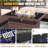Lark Manor™ 10 Pieces Patio Furniture Set with Swivel Chairs, Rattan Wicker Rocking Glide Chairs with 44" Propane Gas Fire Pit Table Conversation Set-455631186