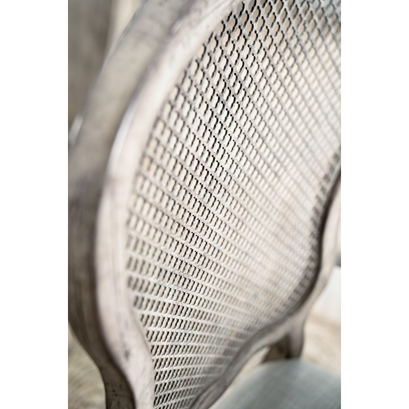 Antique Gray White Linen Upholstered Side Chair