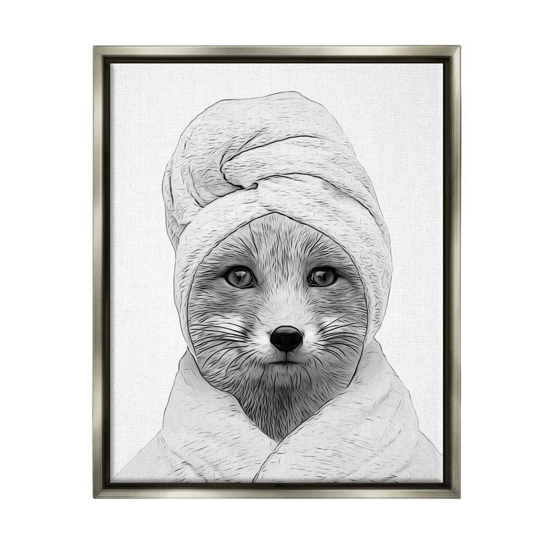 «Fox Peignoir» par Annalisa Latella, H 21 po x l 17 po x P 1,7 po, Cadre flottant gris lustré