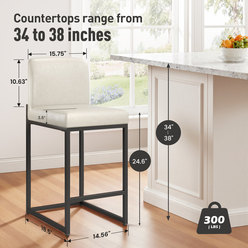 Tabouret de comptoir Catharinus, Blanc gris
