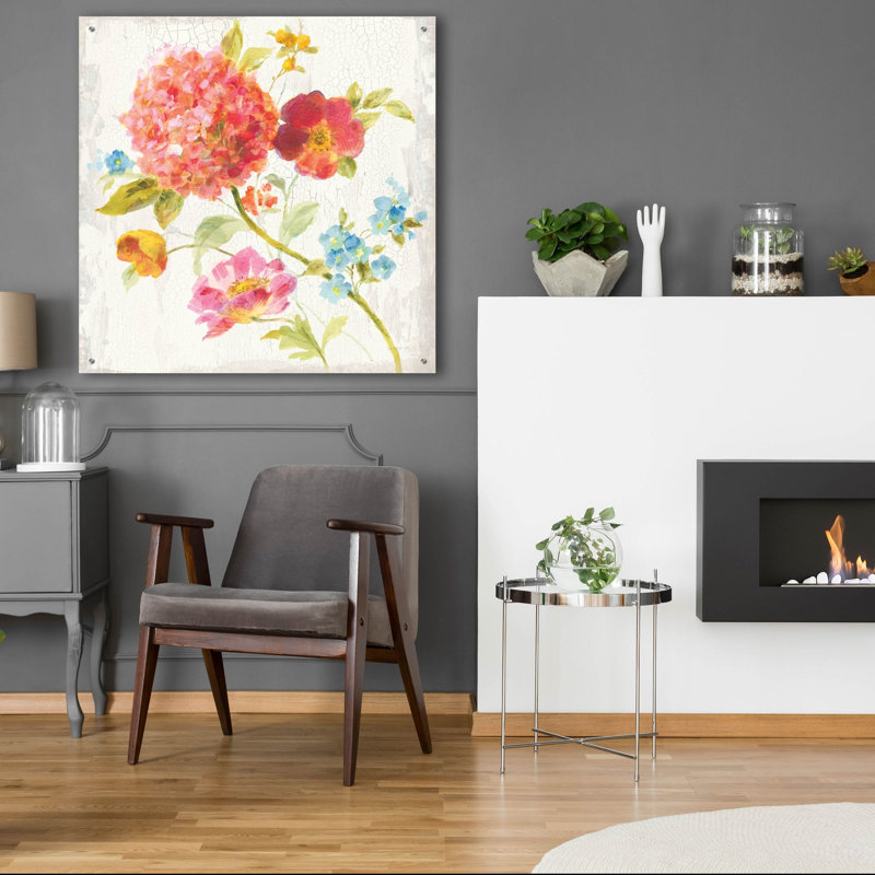  «Full Bloom 4» par Danhui Nai, art mural en verre acrylique, 36 po x 36 po