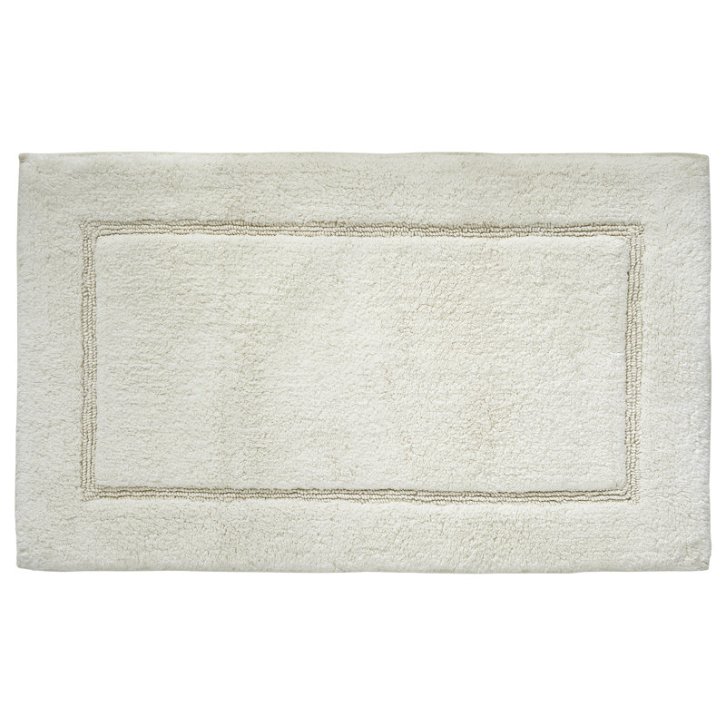 White Cotton Non-Slip Bath Mat Set, 2-Pack