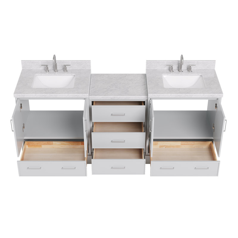 Meuble-lavabo simple 85 po dont 24 po Peighton et meuble-lavabo double REC 31 po CWMB, Rectangulaire, Gris