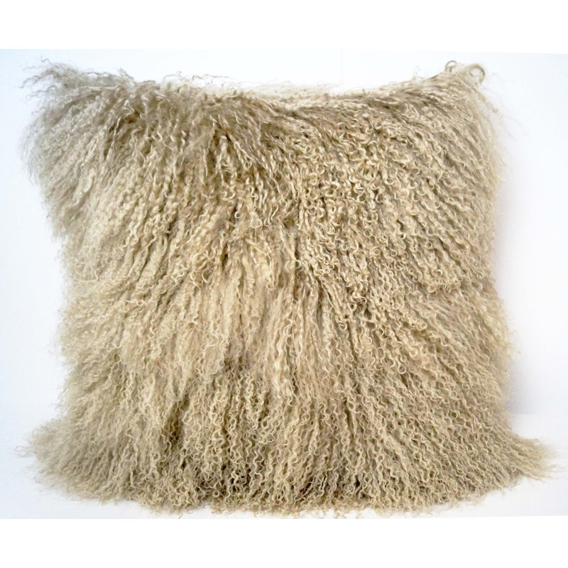 Tibetan Square Pillow Cover & Insert, 26" x 26", Solid Color, Champagne
