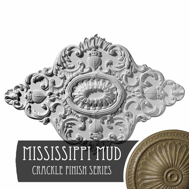 Médaillon de plafond Endurathane Ashford, l 42 3/4 po x H 28 7/8 po x P 1 po, finition craquelée de boue peinte à la main Mississippi