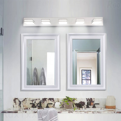Bathroom Vanity Light - 5-Light Chrome Metal LED, Slim Minimalist Wall Sconce For Bathroom & Mirror