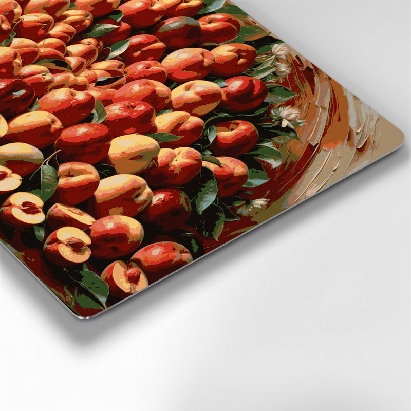 Art mural en métal brun fruits nectarine, 11" H x 14" W