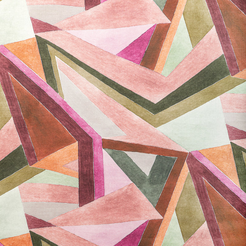 Rhapsody Roulade Print Linen Fabric, Rose/Leaf