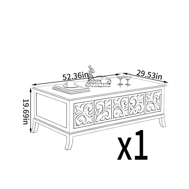 Table basse de style européen sculpté