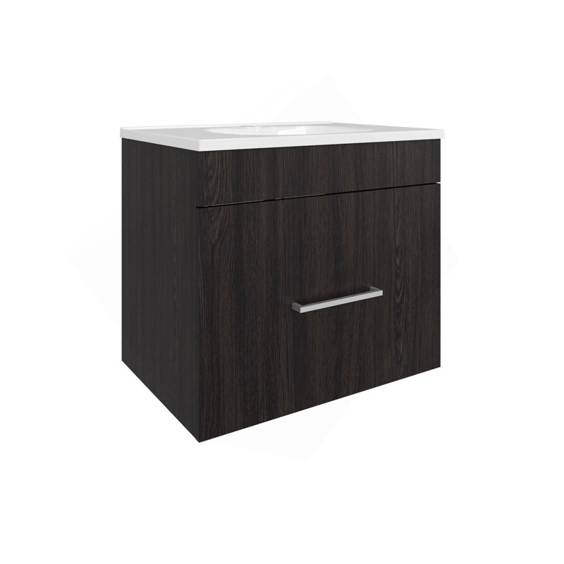Meuble-lavabo à une porte Hatta, deux tiroirs et tablette ouverte, quincaillerie incluse, noir, Noir