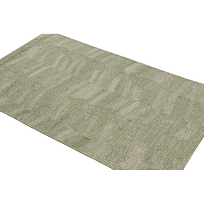 Rug & Kilim Scandinavian Style Rug In Green And Cream, With Geometric Patterns In Brown;beige;white;green;cream