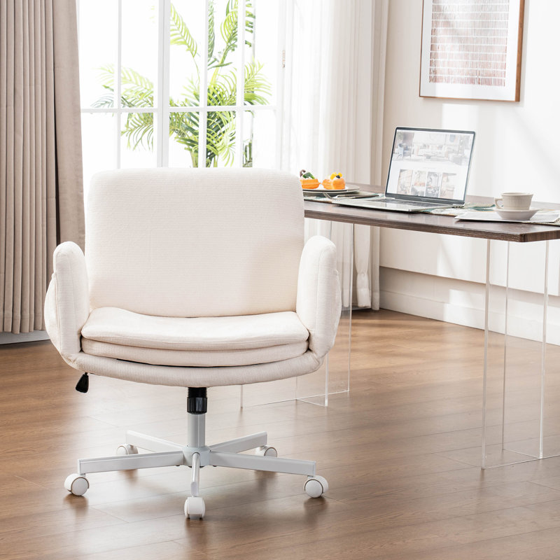 Swivel Modern Home Office Chair with Wheels Height Adjustment, Beige