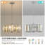 (Identique à W1340120171 / L5017) Lustre suspendu en cristal chromé de 17 po, luminaire suspendu moderne à hauteur réglable, base E26 à 4 lumières pour le salon, la salle à manger ou la cuisine (sans ampoules)