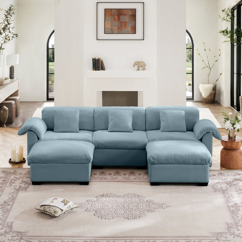 Canapé à assise profonde avec rangement sous chaque siège et repose-pieds DUCALE, H 33,9 po x l 119 po x P 37,6 po, 3