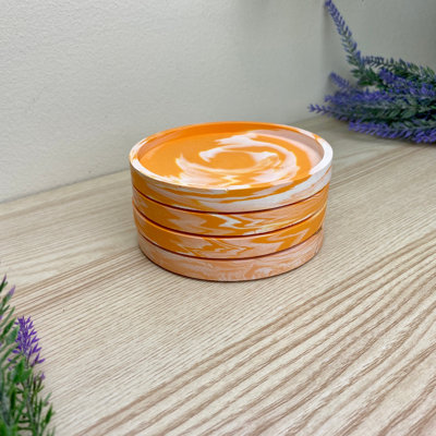 Stoneware Round 4 Piece Coaster Set