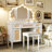 White Makeup Vanity Desk with 13 Hollywood LED Lights, Tri-Fold Mirror, 5 Drawers, Storage Cabinets & Charging Station-1197179821