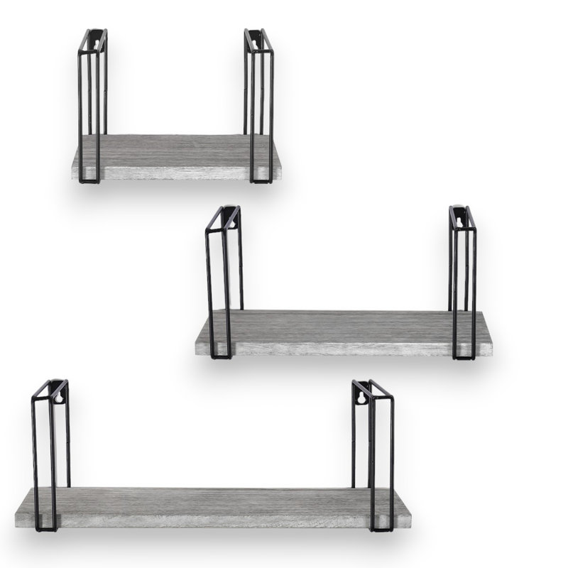 Rishipal 3 Piece Floating Shelf, in Grey