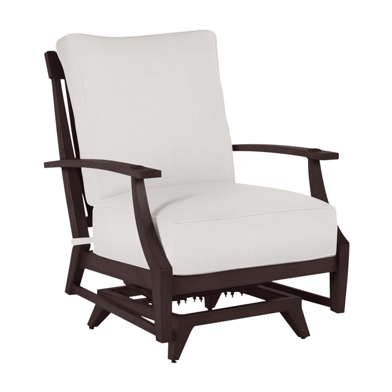 Croquet Aluminum Spring Lounge - Mahogany, Welt, Mahogany, Snow Sunbrella® Linen