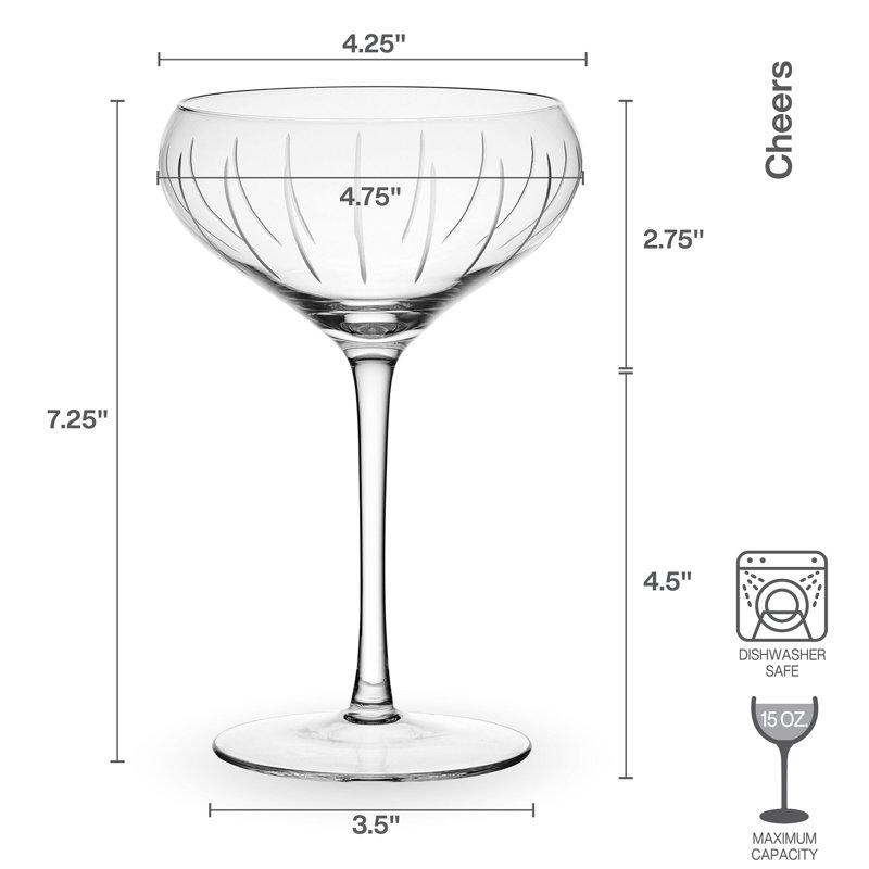 Cheers 15 oz. Coupe Cocktail Glasses