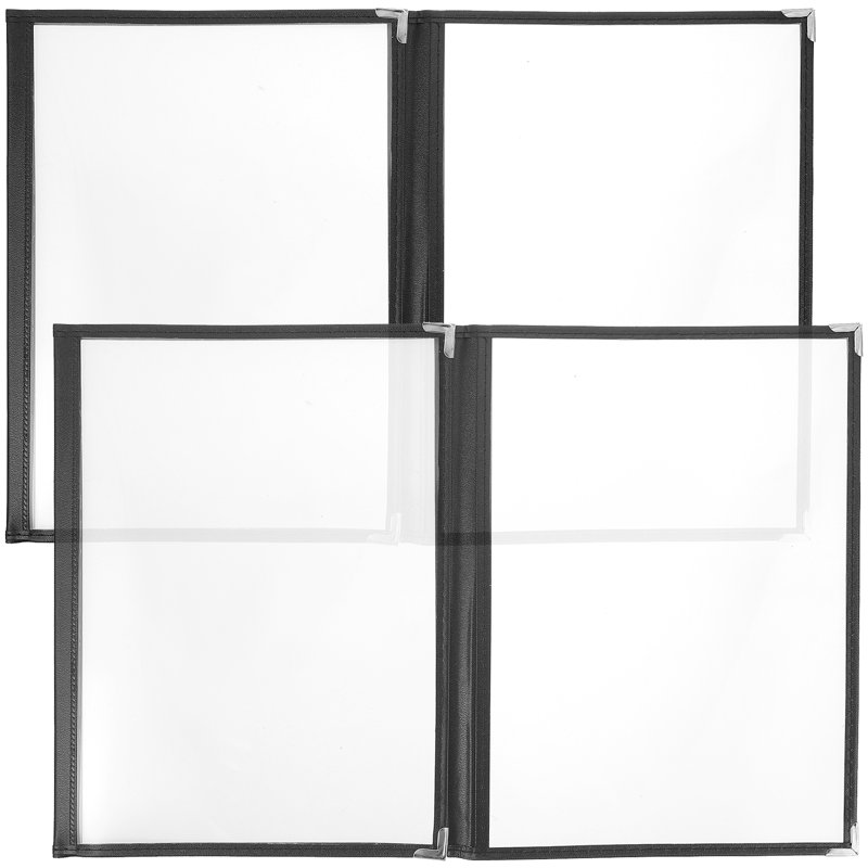 2Pcs Transparent Menu Cover PVC Binder Cover Durable Looseleaf Menu Holder