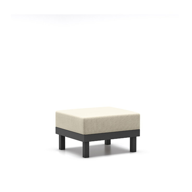 Repose-pieds avec coussin, Toile bleu marine, Carbone