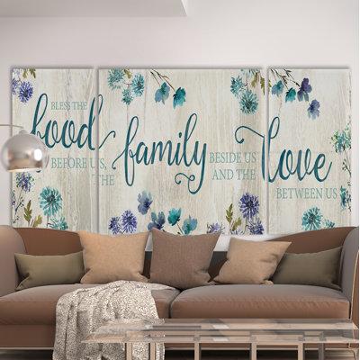 «Food Family Love» - Reproduction d'art textuel multi-pièces sur toile