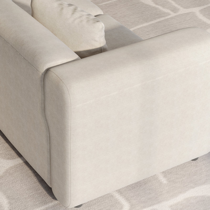 Canapé modulaire en velours 3 places Sadettin, H 28,14 po x l 33,85 po x P 115,74 po