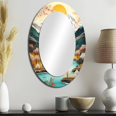 Miroir mural ovale crème enneigé Mountain Peaks I