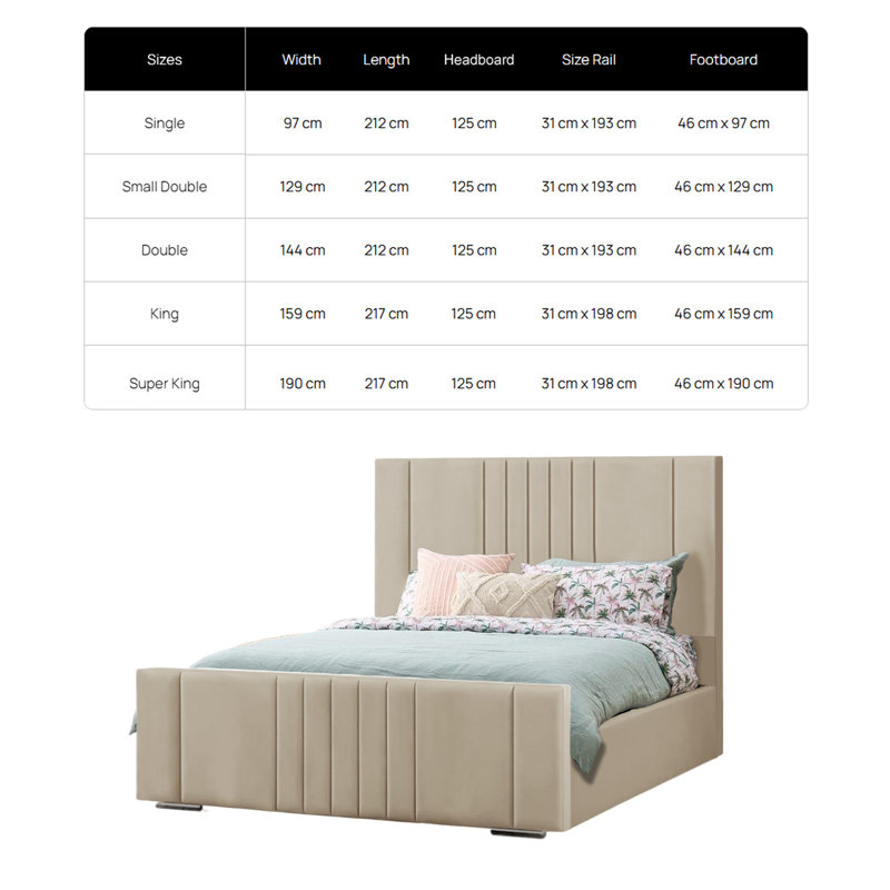 Agaro Upholstered Bed, Double (4'6), Beige