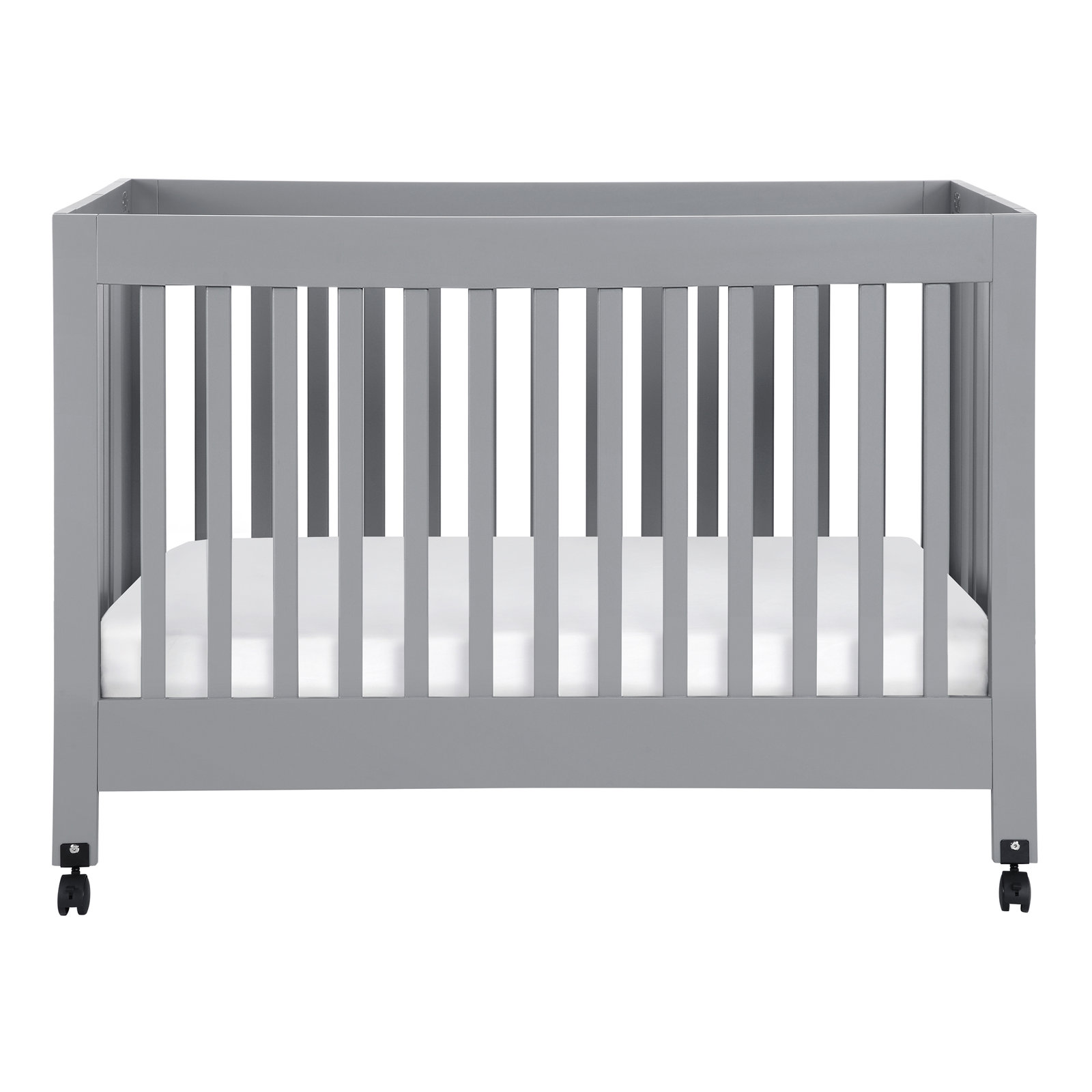 Maki Pine 2-in-1 Convertible Foldable Crib, Gray
