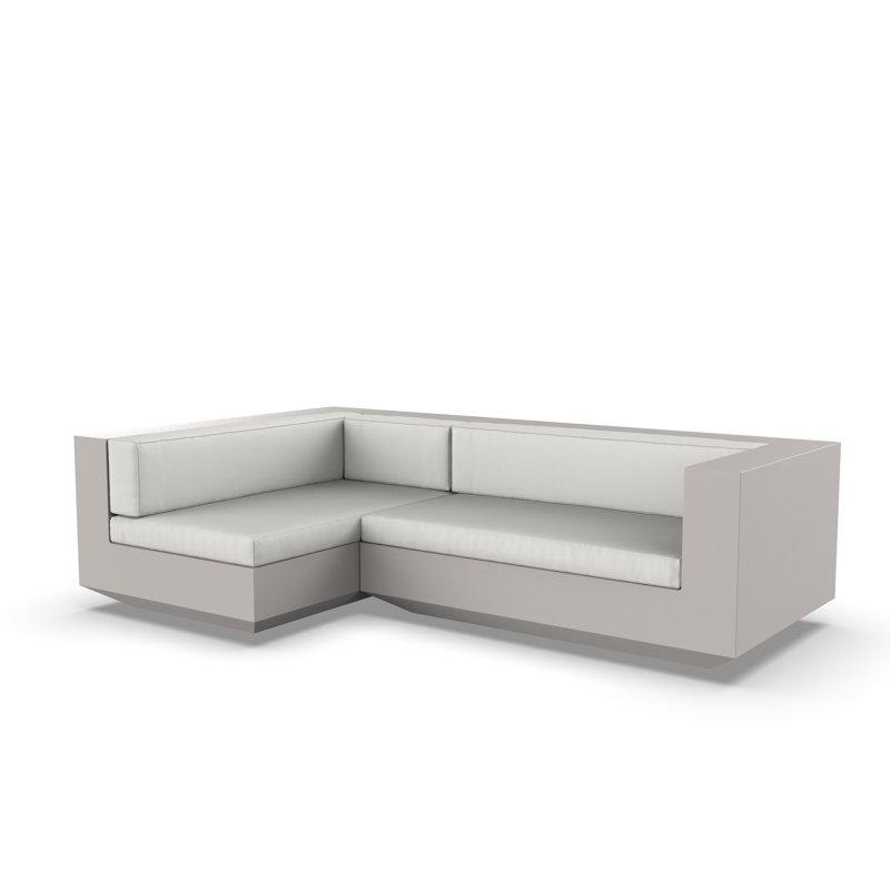 Vela 102.25" Wide Outdoor Reversible Patio Sectional with Cushions, White, White, Left Hand Facing