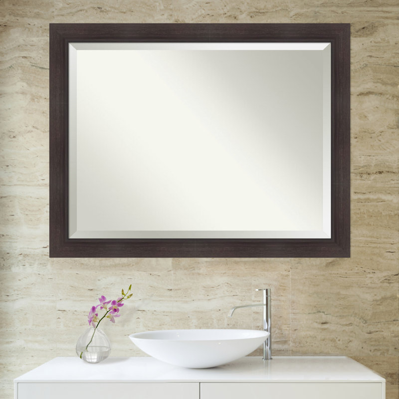 Miroir de salle de bain mural incliné et biseauté, 35,5 po x 45,5 po, Espresso