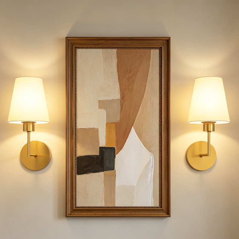 Rechargeable RGB Remote Control Armed Sconce Tradictional Wall Lamp Light with Fabric Shade, Gold,  Battery operated
