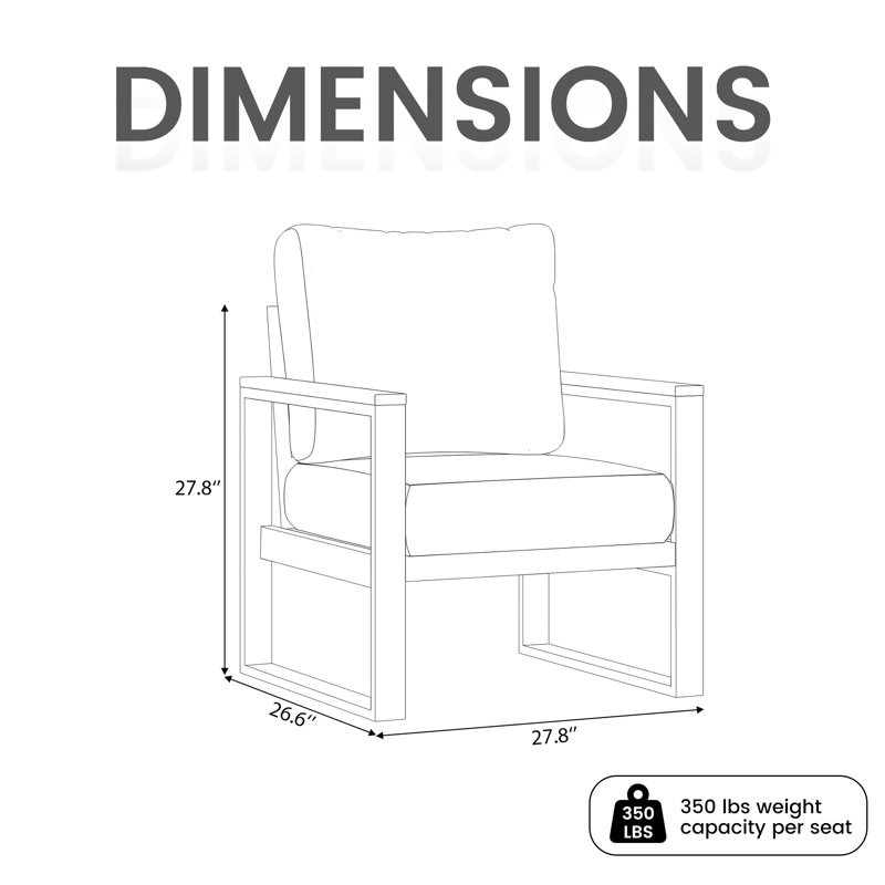  Ensemble de fauteuils d'extérieur en aluminium avec coussins en oléfine, Marine