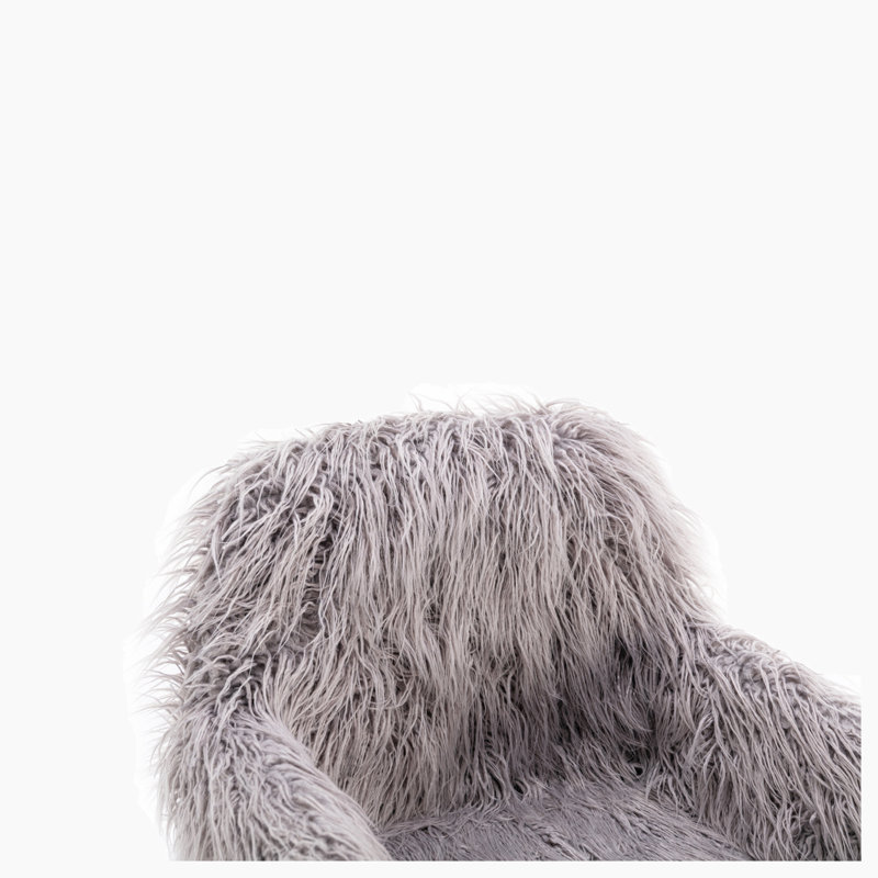 Ratchel Faux Fur Task Chair, Gray