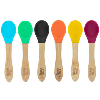 Tiny Dining - Children's Bamboo Silicone Tip Spoons - 6 Colours