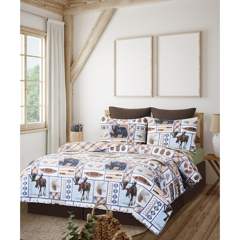 Ensemble de courtepointe 3 pièces Oakley Lodge, Courtepointe pour lit double/grand et 2 taies déc