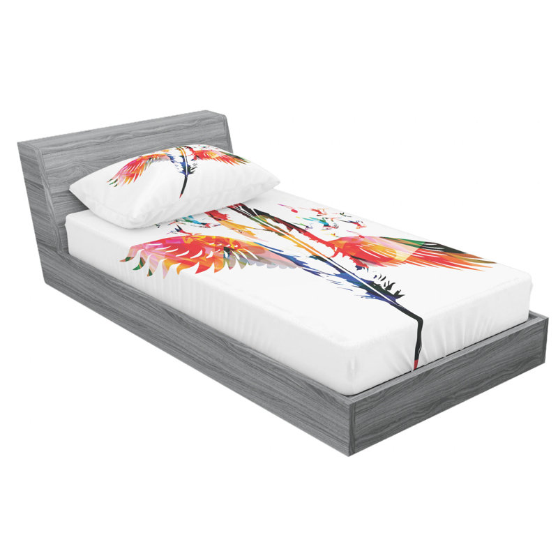 Feathers Microfiber Sheet Set, Twin Sheet Set + Fitted Sheet + 1 Pillowcase