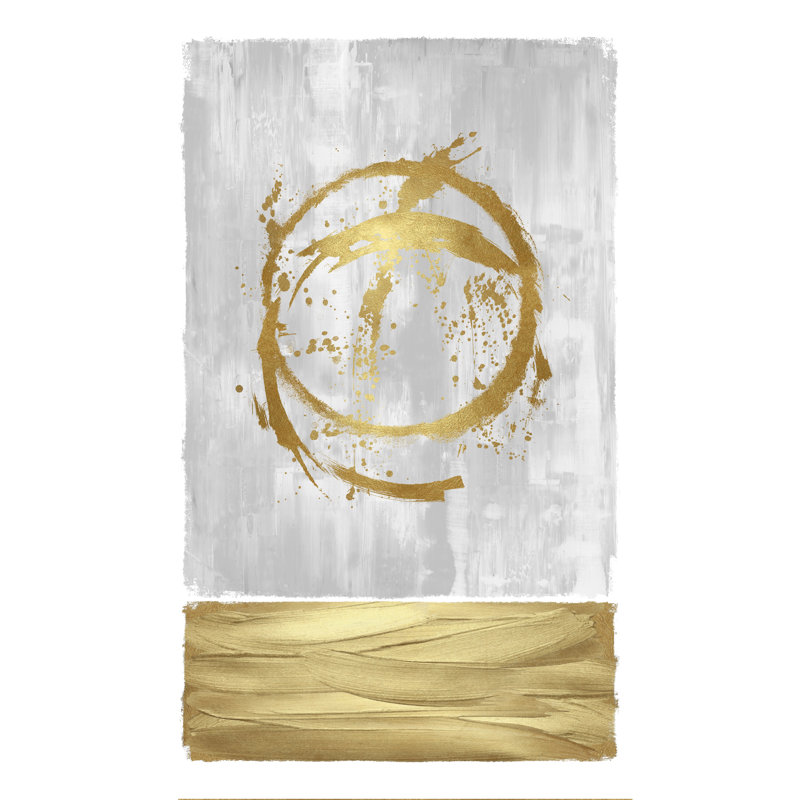 Gold And Grey Circle Abstract 2 by Natalie Harris - Wrapped Canvas Print, 46cm H x 30cm W