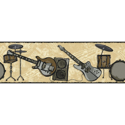 Papier peint à bordure Rock N Roll 15 pi x 6,75 po Portfolio II