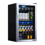 Newair 126 Can Freestanding Beverage Fridge in Stainless Steel with Adjustable Shelves