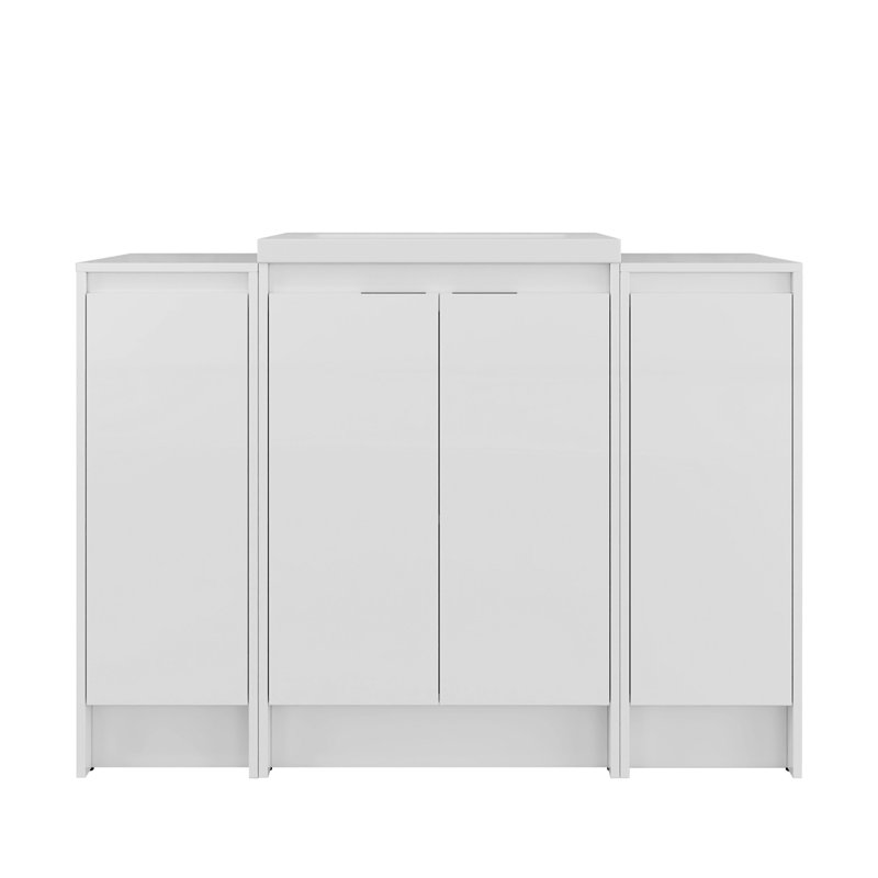 Meuble-lavabo autoportant de 48 po avec lavabo en résine et 2 armoires de rangement, portes à fermeture douce, contreplaqué