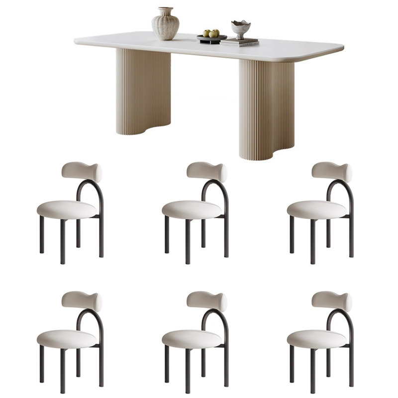 Rectangular dining table with French cream style, 29.5"H x 63"L x 31.5"W