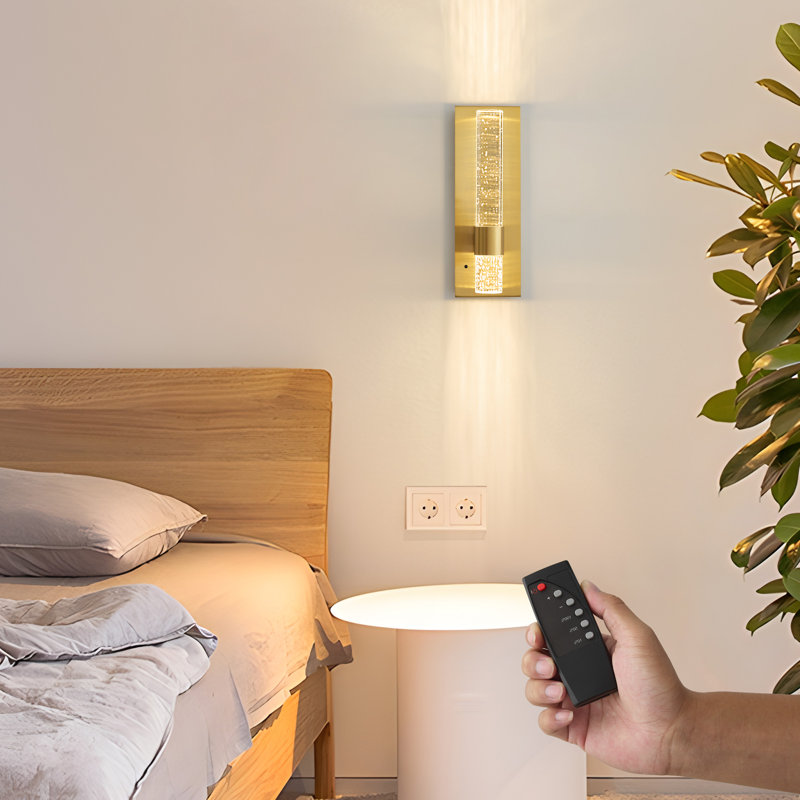 Mashad 13.7" Wall Sconces Rechargeable Modern LED Wall Lamps Dimmable Battery Operated Wireless Wall Light Fixtures with  Acrylic Crystal and Remote Control