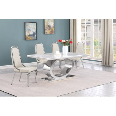 Khiri Marble Top Pedestal Dining Set