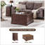 Table basse à plateau relevable Farmhouse, table carrée en bois avec rangement caché 36 po-95644606
